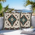 thumbnail image 3 of Throw Pillow Covers 18x18 Inch Set of 2, Red Teal Brown Southwestern Waterproof Outdoor Pillow Covers, Ethnic Geometric Boho Retro Decorative Cushion Pillowcases for Couch, Sofa, Bed, Garden, Patio, 3 of 9