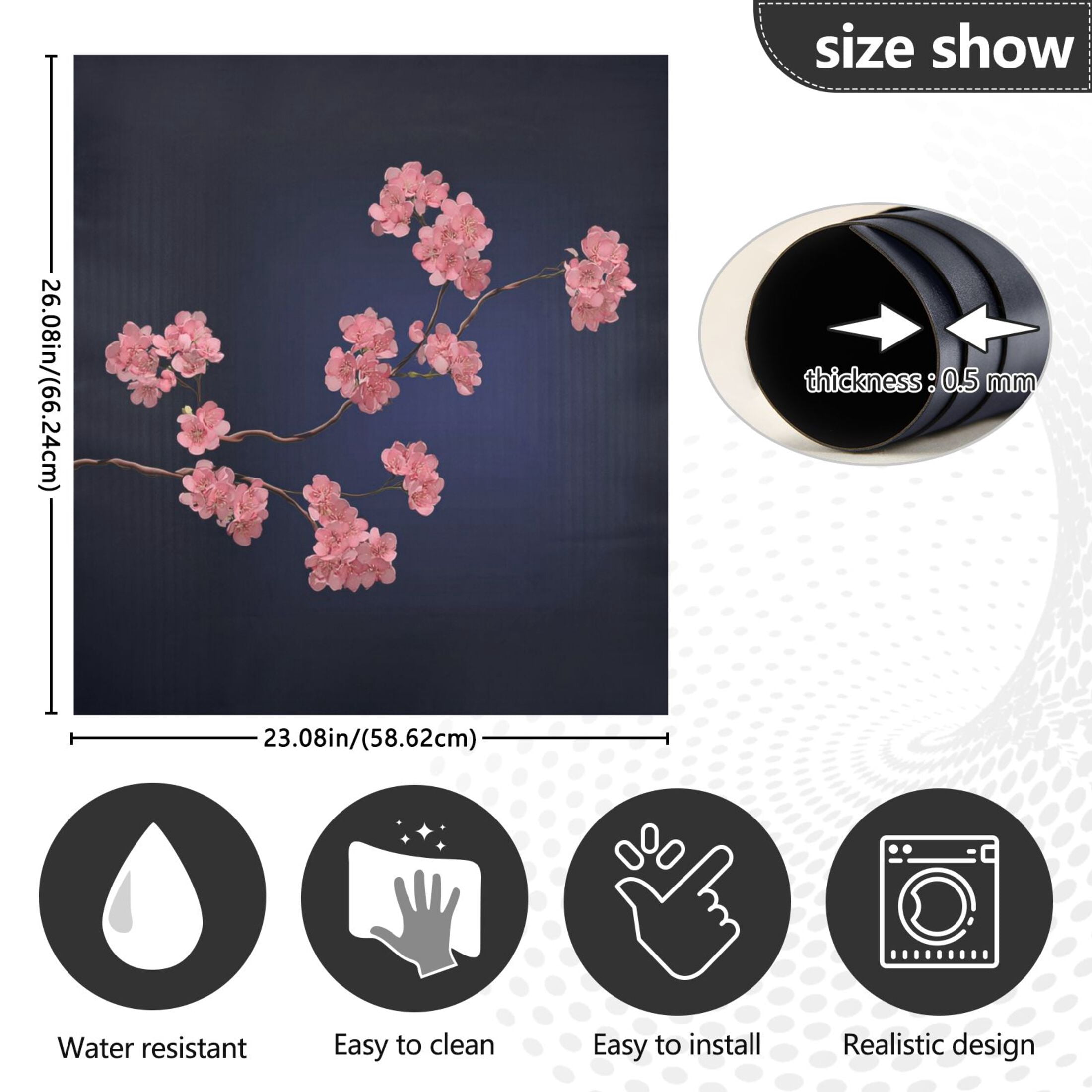 IAUYY Magnetic decorative sticker - 23x26 Inch PVC Refrigerator Decorative Cover, Removable DIY Art for Kitchen Appliances Cherry Blossom Branches