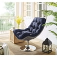 thumbnail image 3 of Modway Brighton Wicker Rattan Patio Swivel Lounge Chair in Light Gray/Navy, 3 of 6