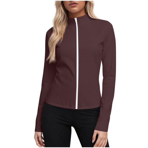 Long Sleeve UV Protection Shirts Women Full Zip Stand Collar Jacket UPF 50  Lightweight Breathable Athletic Top for Outdoor Sports