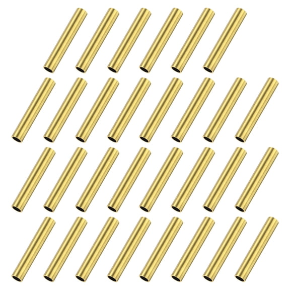 30-Pack 30mm Brass Round Tube, 5mm OD 1mm Wall Thickness Short Brass Seamless Tubing for DIY Crafting/Decorating