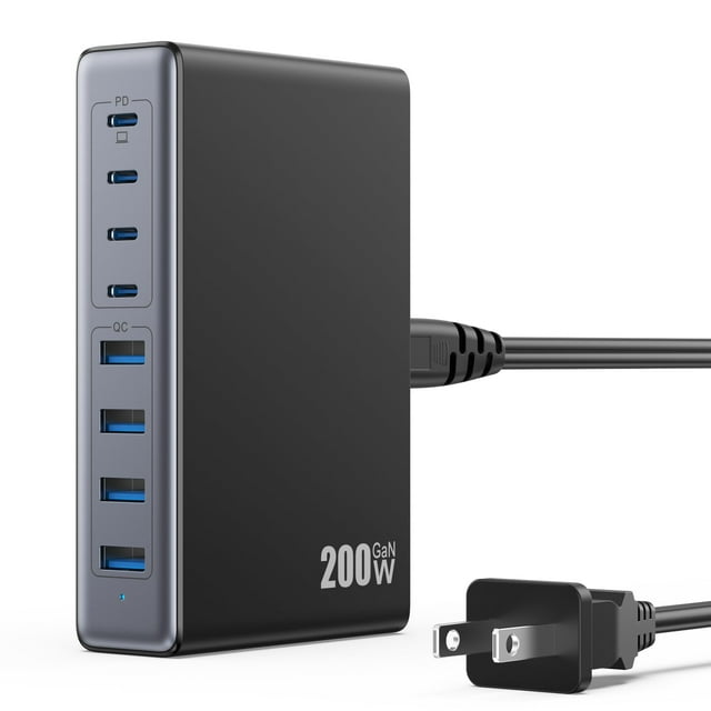 Bloque de carga LanLuk 200 W USB C GaN III 8 puertos + PD 65 W