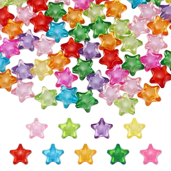 Uxcell 200pcs Acrylic Crystal Star Beads, 11mm Star Shape Charm Spacer Beads for DIY Crafts Jewelry Making Bracelet Necklace Decor Key Chains, Multicolored