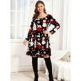 thumbnail image 2 of Fancyglim Womens Dresses for Christmas Crew Neck Long Sleeve Loose Fits T Shirt Aline Dress with Pockets Black 2XL, 2 of 7