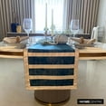 thumbnail image 4 of Decorative Teal Blue Table Runner Coffee Table Runner (14 x 36 inch), Patchwork & Foil Table Runner, Velvet fabric Table Linen, Solid Color Pattern Modern Style - Azriel, 4 of 10