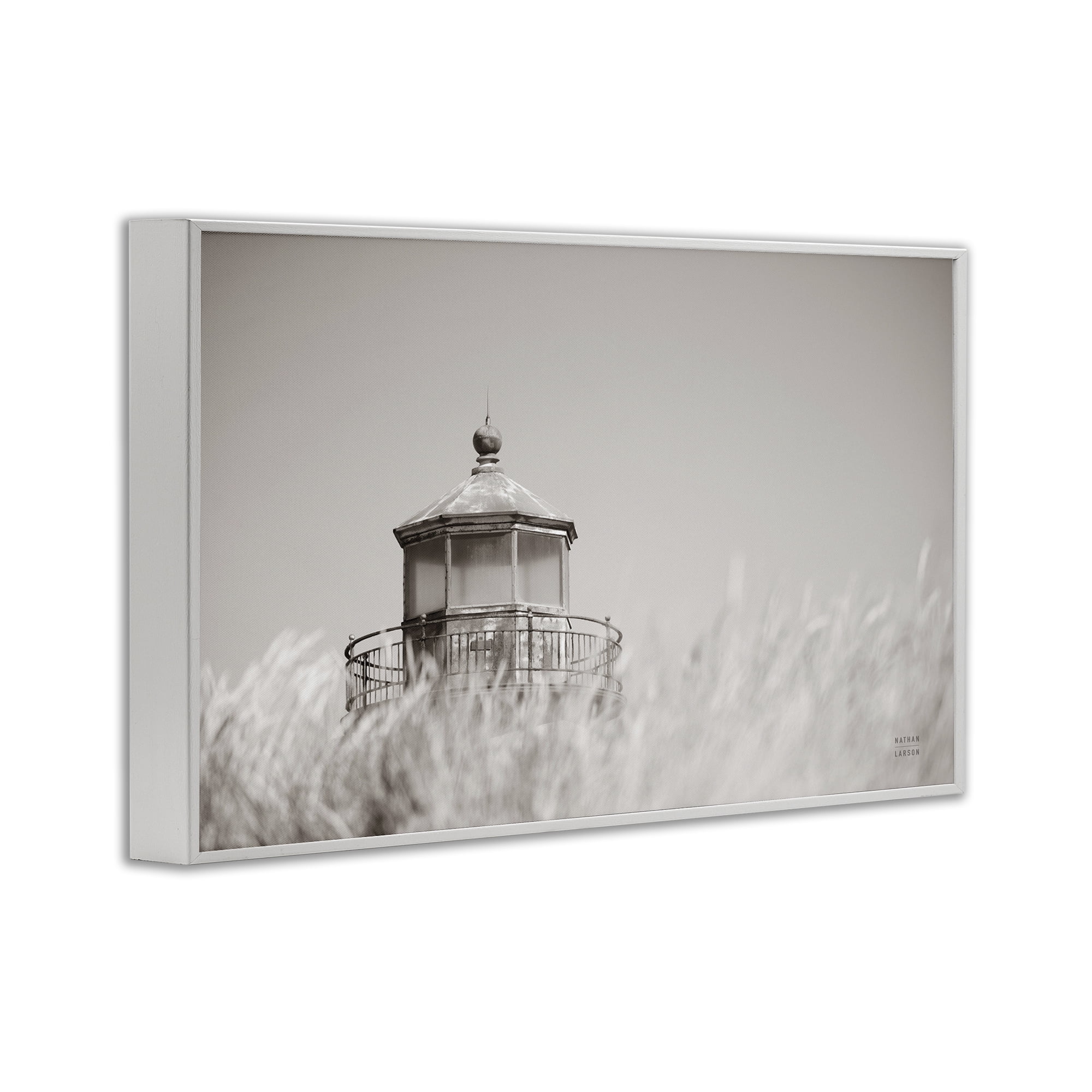 Stupell Industries Swaying Reeds & Lighthouse Landscape Photography White Framed Art Print Wall Art, 30 x 20