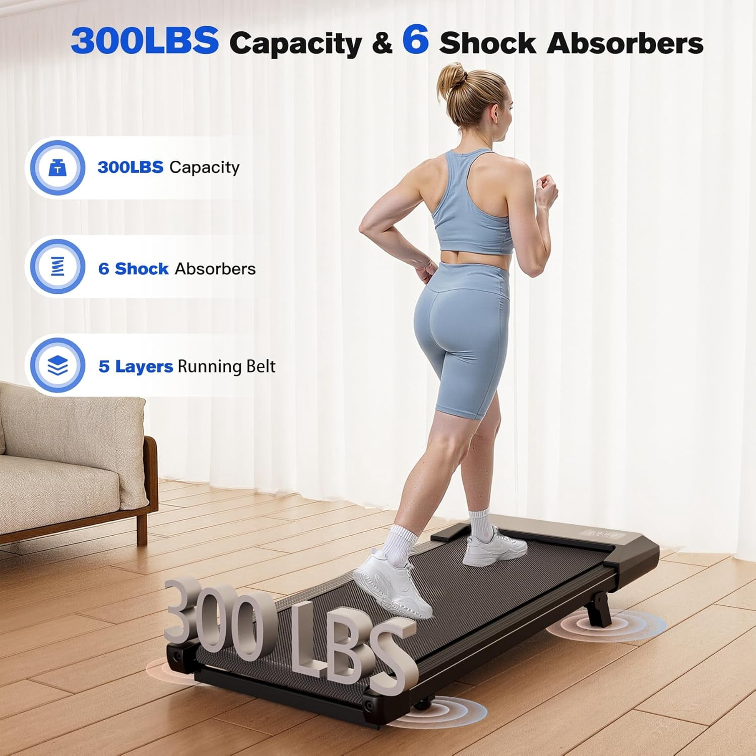 SupeRun Walking Pad with Incline, Under Desk Treadmill, 3 in 1 Portable Treadmills for Home with Remote Control LED Display, 2.5 HP Quiet Mini Treadmill for Office Home Use, 300 Lbs Capacity