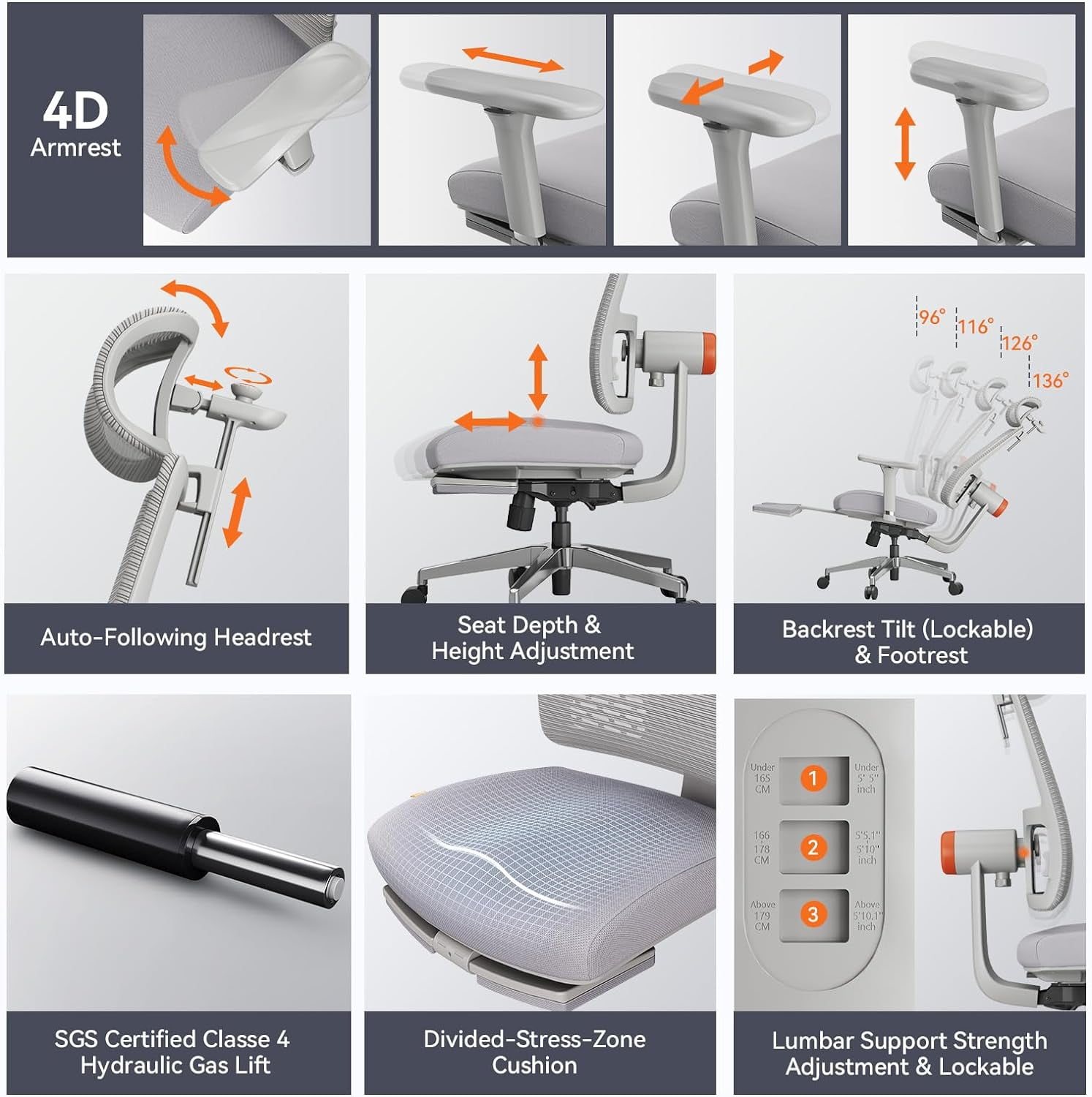 Apollo Office Chair, 4D Armrests, 2D Headrest, Adjustable Lumbar Suppo –  Neatfi