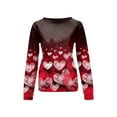 thumbnail image 2 of Liacowi Women Valentine's Day Casual Loose Long Sleeve T-Shirt Love Heart Graphic Print Crewneck Raglan Top Plus Size Sweatshirt, 2 of 4