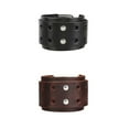 thumbnail image 6 of Classic Style Men Wide Bracelet Wristband PU Leather Buckles Ornament Black, 6 of 7