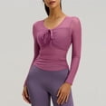 thumbnail image 2 of Women's Slim Fit Long Sleeve Mesh Top Shirts Blouses for Yoga Sports Fitness Casual Daily Wear Loungewear Fashion Essential Gift for Women | CSEONE,Purple XL, 2 of 9