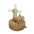 thumbnail image 1 of Caja de música con diseño de carrusel, caja musical de madera, cajas musicales de cuerda clásicas mecánicas para decoración de adornos de escritorio, Molino, 1 of 9