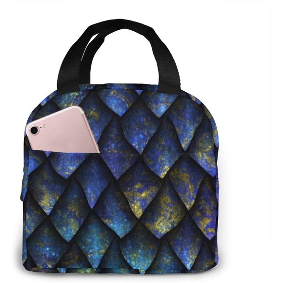 Texture Dragon Scales Reptile Skin Portable Insulated Lunch Bag Thermal Cooler Bento Waterproof Lunch Tote Handbag with -EF30190