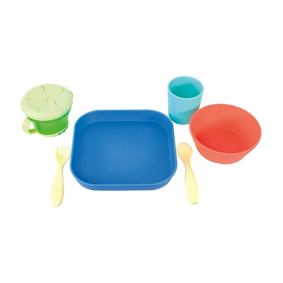 Nuby 6-Piece Toddler Feeding Set with Plate, Bowl, Snack Keeper, Cup, and Utensils
