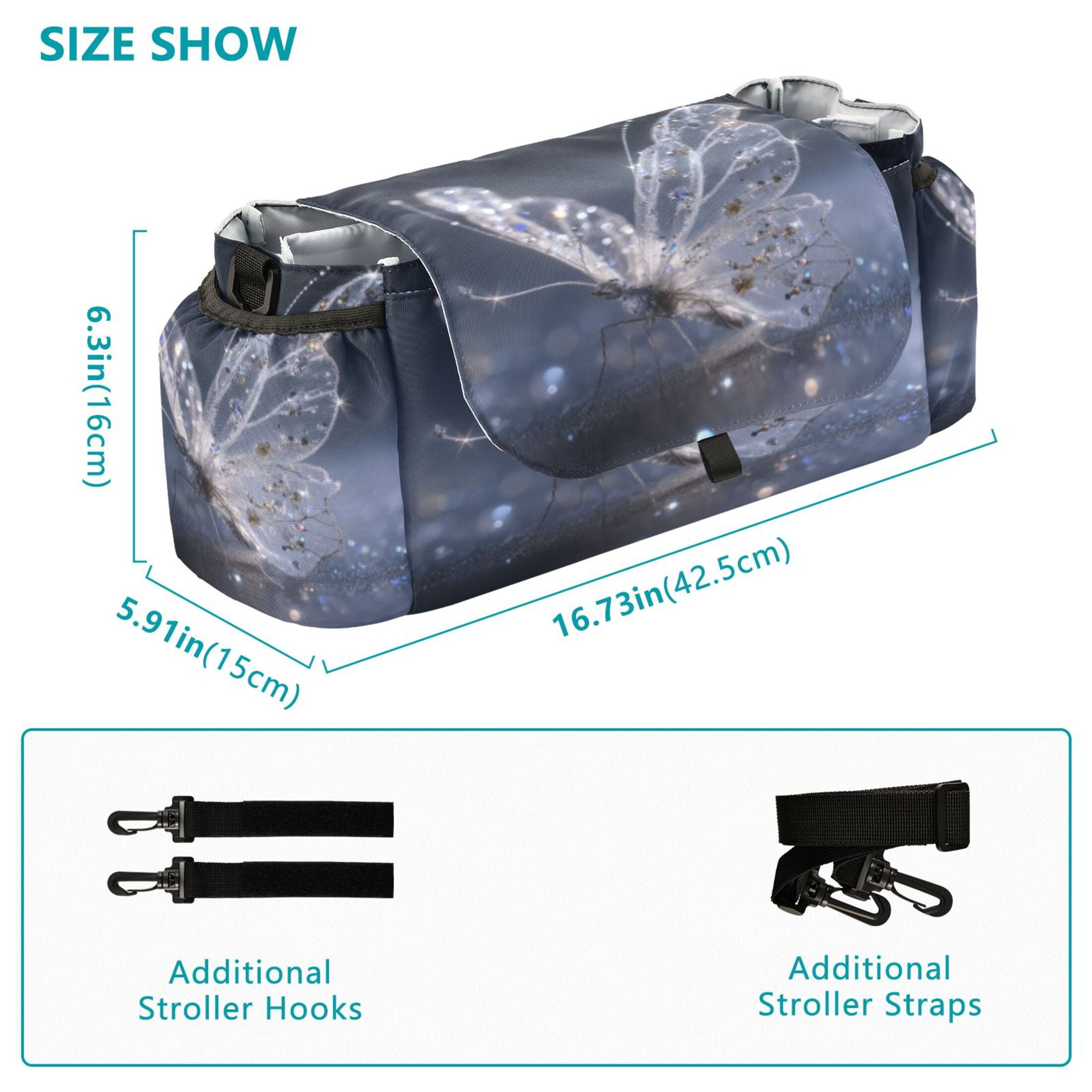 DIXRUYEE Stroller Organizer Glistening Butterfly Printed