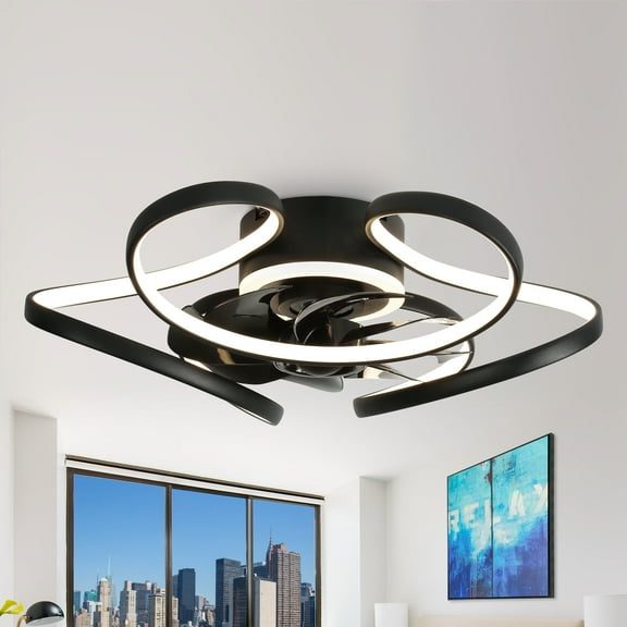 Oaks Aura 22 inch Smart APP Remote Control 6-Speed Flush Mount Ceiling Fan with LED Light for Bedroom