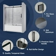 thumbnail image 5 of Sunny Shower 58.5-60 in. W x 62 in. H Frameless Bathtub Shower Door, 5 of 12