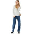 thumbnail image 6 of Free Assembly Women's Ribbed Henley Tee with Long Sleeves, 6 of 10