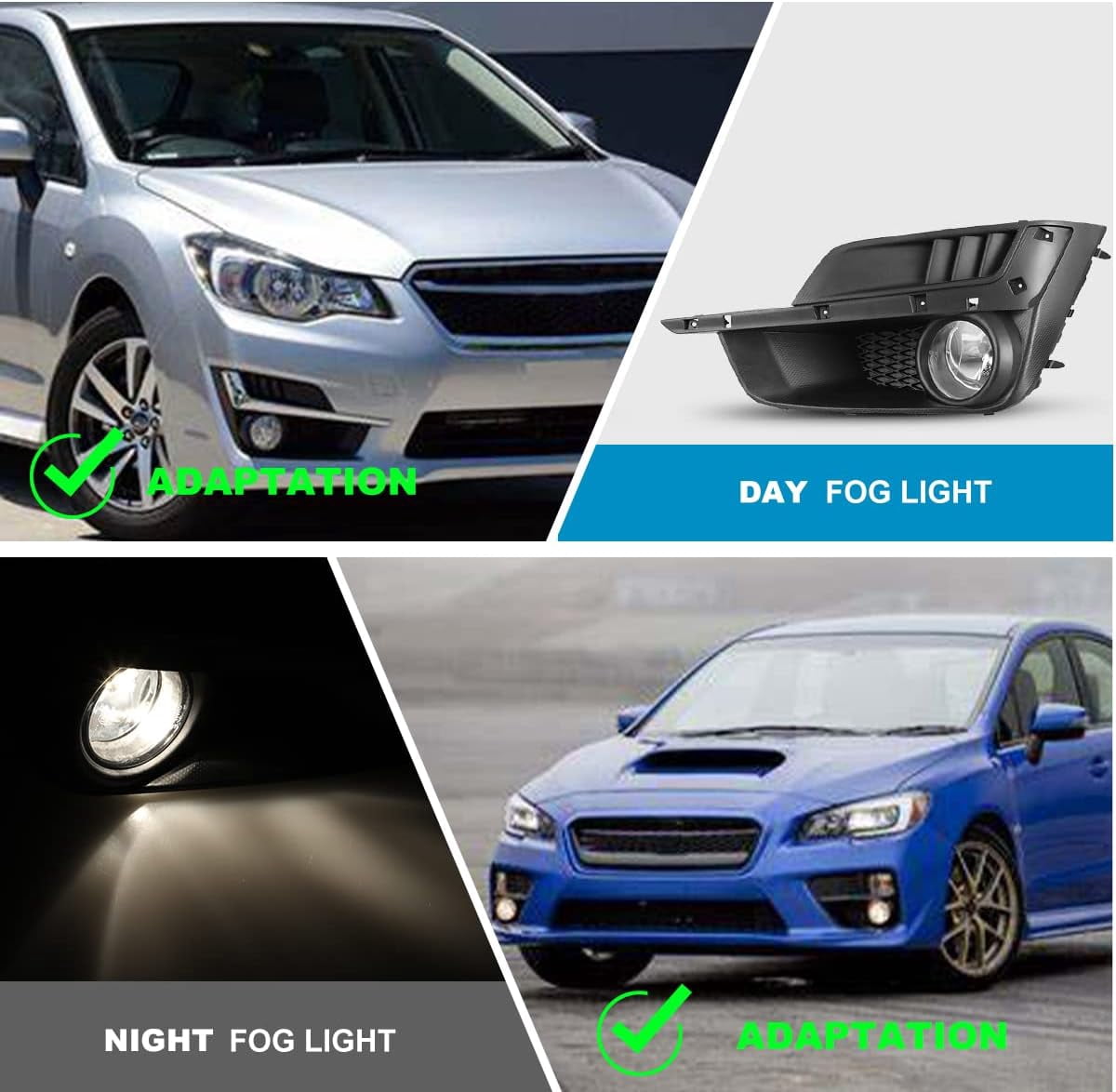 1 Pair Fog Lights Assembly Fit for Subaru Impreza 2015 2016,w/H11 12V55W Bulbs + Wiring Harness (Black Housing Clear Lens)