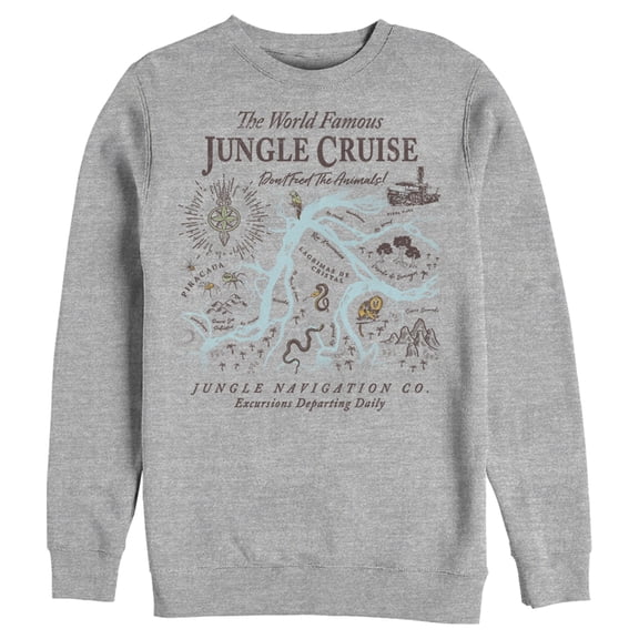 Men's Jungle Cruise Excursion Map Sweatshirt Athletic Heather Large