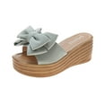 thumbnail image 2 of Women Bowknot Beach Summer Slippers Platform Slope Heels Plus Size Shose, 2 of 7