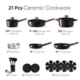 thumbnail image 2 of CAROTE 21-Piece Ceramic Cookware Set, Nonstick Pots and Pans with Steamer, Induction Compatible, Black, 2 of 8