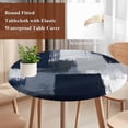 thumbnail image 5 of Round Tablecloth Abstract Vintage Elastic Edge Fitted Art Oil Painting Pigment Plastic Table Cover,Waterproof Oil Proof for Dinner,Outdoor, Picnic, 45"- 54" DIA Tables Midnight Blue, 5 of 8