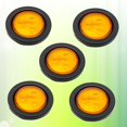 thumbnail image 2 of HLONK 5 Pcs 2 Pouces 12V 4 LEDs Feu de Signalisation Rond pour Camion Remorque Caravane (Jaune), 2 of 8