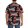 thumbnail image 5 of Vsdgher Fire and Rescue Truck Print Men's Wrinkle Free Untucked Cuban Shirt Business Casual Button Down Shirts Short Sleeve Shirt, 5 of 7