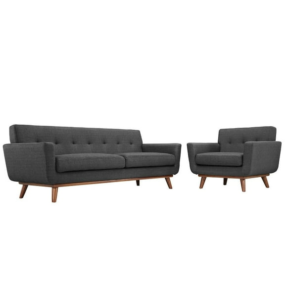 Modway Engage Armchair and Sofa Set of 2 in Gray