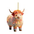 thumbnail image 1 of Christmas Cow Ornament Xmas Tree Cartoon Highland Cow Hanging Decorations 2D Flat Acrylic Pendant for Car Rearview Mirror Tree Decor, 1 of 8