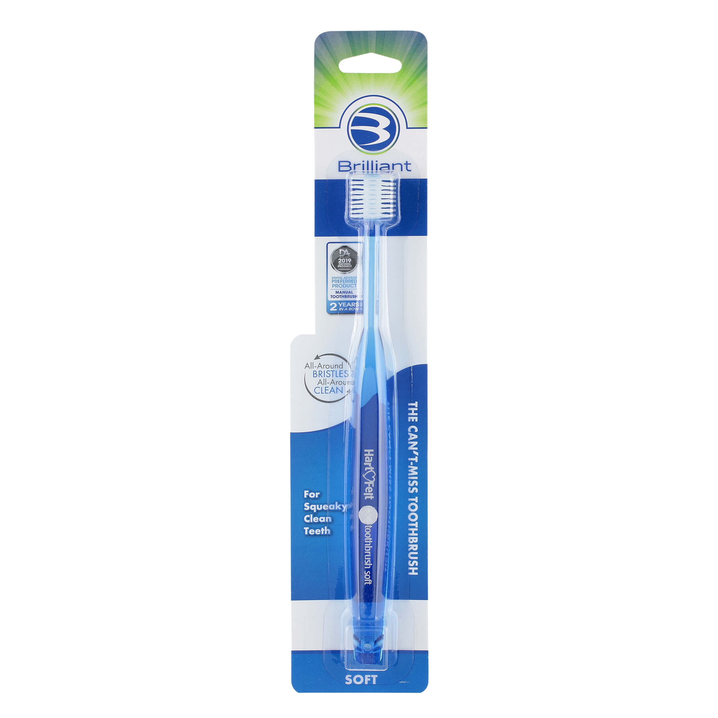 Brilliant Soft Adult Round Head Toothbrush, Over 10,000 Microfiber Micro Bristles for a Noticeably Cleaner Feeling Mouth, Blue, 1pk