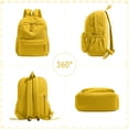 thumbnail image 4 of Lomyolo School Backpack for Women 4 5 6 7 8 9 10 11 12 13 Year Old Daughter Corduroy Backpack Lightweight Bookbag for School, Travel Cute Gift - Yellow, 4 of 6