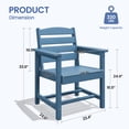 thumbnail image 4 of KINGYES All Weather Outdoor Dining Chairs Set of 4, HDPE Oversized Patio Chairs, Navy, 4 of 9