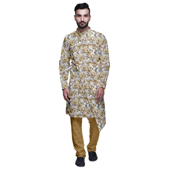 Atasi Designer Kurta Pajama For Men Printed Angrakha Kurta Set Summer Clothing
