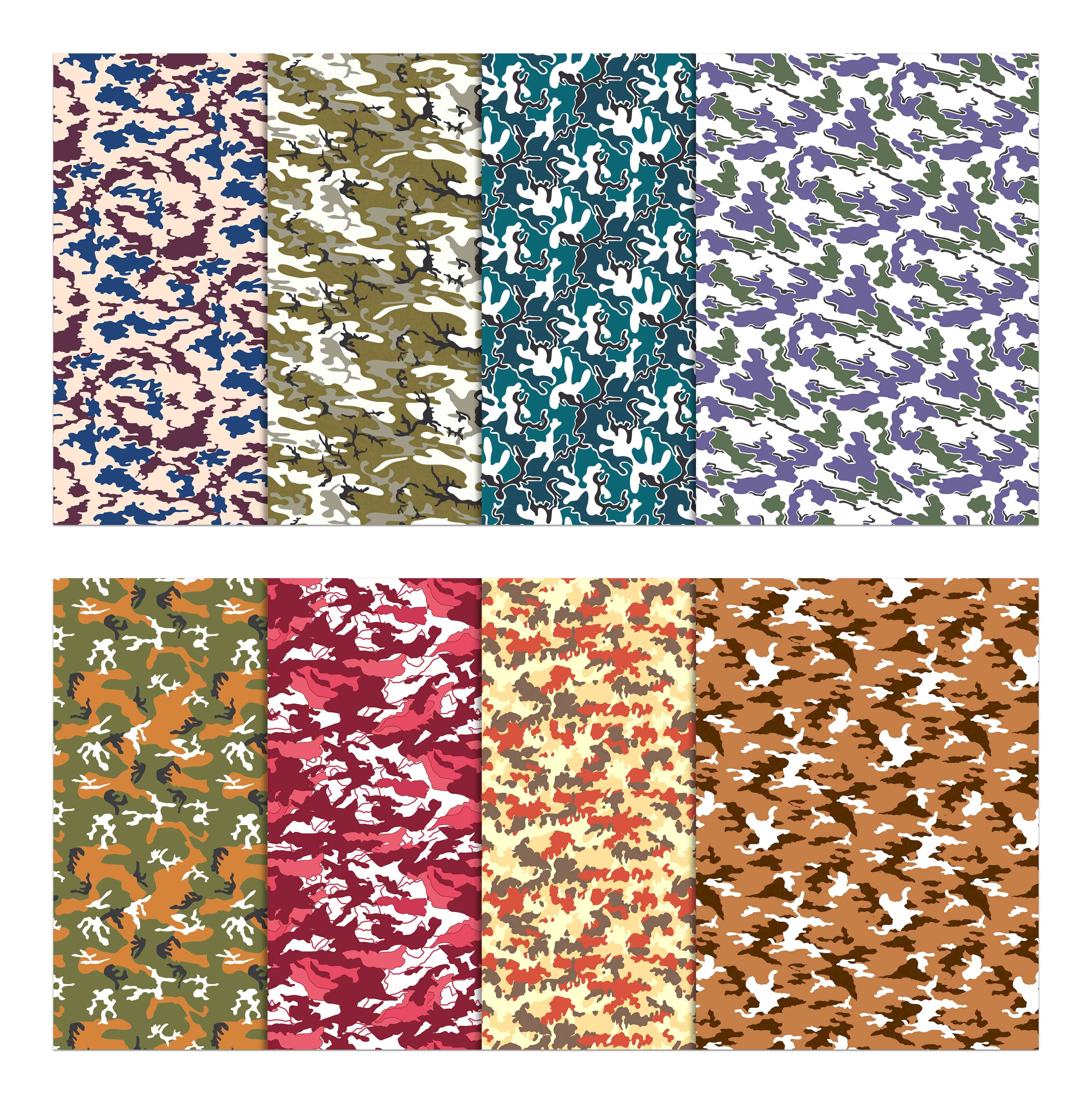 Soimoi 8 Pc Fat Quarter Bundle,CamouflagePrint 18"x 22"DIY Patchwork-100% CottonPre-Cut Quilting Fabric Multicolor