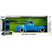Jada Toys 31541 1956 Ford F100 Pickup Truck Metallic Stripes & Extra Wheels Just Trucks Series 1 by 24 Diecast Model Car Play Vehicle