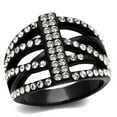 thumbnail image 1 of Bague en Acier Inoxydable Noir avec Cristal de Qualité Supérieure en Transparent - Taille 10, 1 of 1