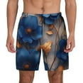 thumbnail image 3 of Uemuo Elegant Blue Gold Blooms Pattern Mens Swim Trunks Quick Dry Board Shorts with Mesh Lining, Stretch Beach Shorts Quick Dry No-Chafing Board Shorts-3X-Large, 3 of 9