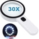 thumbnail image 1 of Lupa de lectura con 12 luces LED, lente de doble cristal con aumento de 30x. Para leer fácilmente monedas, sellos, tarjetas. Ideal en caso de degeneración macular., 1 of 5