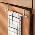 thumbnail image 3 of mDesign Metal Over the Door Towel Holder for Kitchen Cabinet - 2 Pack - Satin, 3 of 6