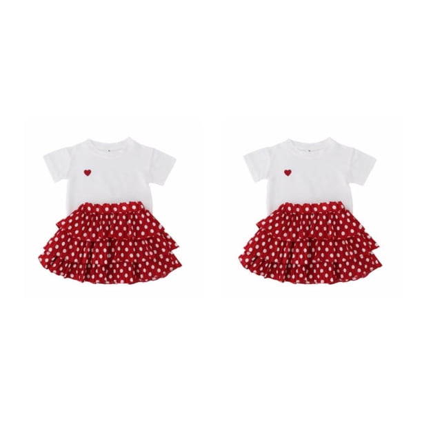 Minnieouse Banquete boda niñas corazón patrón cuello camiseta conjunto verano niños algodón Tops Kit cumpleaños regalo Type2 NO2