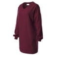 thumbnail image 3 of MixMatchy Women's Oversized V-Neck Tunic Sweatshirt with Side Pockets, 3 of 5
