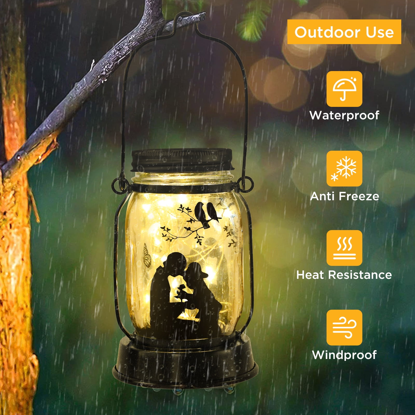 Parent-Child Solar Lanterns Mother's Day Gift Outdoor Garden Hanging Solar Lights Parent-Child Gifts for Women, Memorial Gifts Fairy Lights for Patio Yard Lawn Outside Decor Lamp