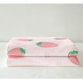 thumbnail image 3 of Strawberry Print Fleece Blanket Kawaii Pink Strawberry Throw Blanket Cute Fruit Sherpa Blanket for Bed Sofa Couch Girl Room Decor Lightweight Plush Fuzzy Blanket Throw 50"x60", 3 of 6