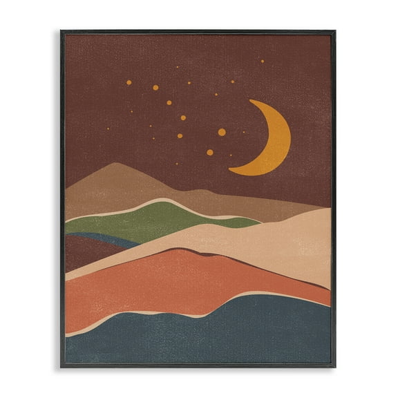 Stupell Industries Earthtone Desert Moon Landscape & Nature Painting Black Framed Art Print Wall Art, 11 x 14