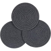4 Pack 7inch Woven Placemats for Dining Table, Round Table Mats Heat Resistant Non-Slip Weave Placemats Handmade(Dark Grey)