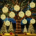 thumbnail image 2 of YZEGDCH Outdoor Solar Christmas Balls Lights Tree Lights Waterproof, 1 Pack Gold LED Hanging Globe Sphere Lights for Party Wedding Xmas Porch Patio Garden Yard Decorations, 2 of 11
