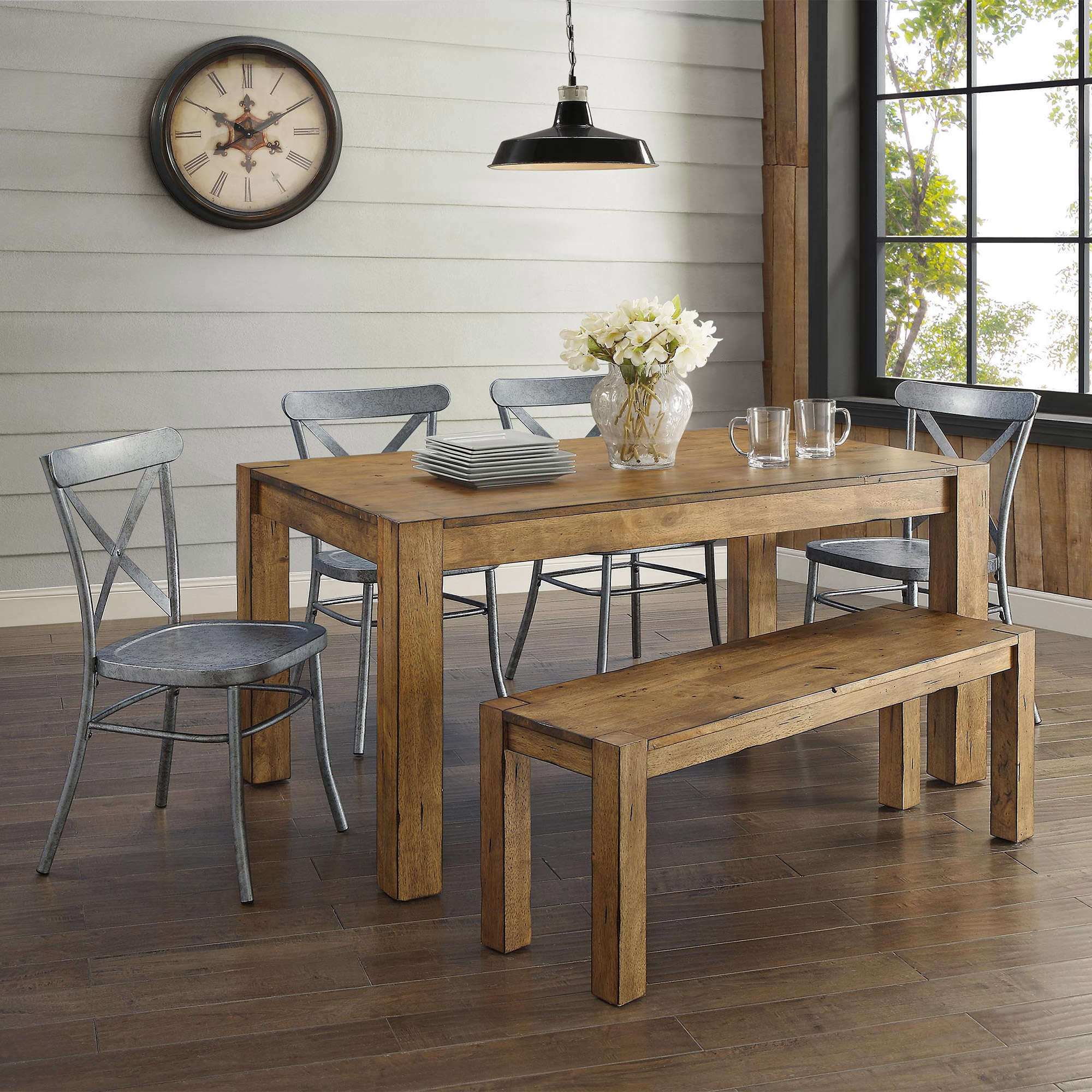 Better Homes & Gardens Bryant Solid Wood Dining Bench, Rustic Brown - image 3 of 8