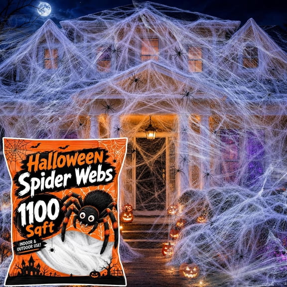 1100 Sqft Halloween Spider Webs Outdoor Cobwebs with 40 Spiders